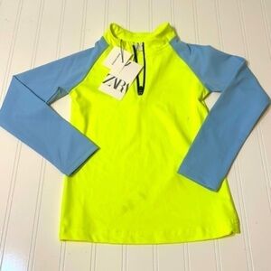 Zara top kids blue neon yellow Chartruese snow capsule shirt nwt Sz 6